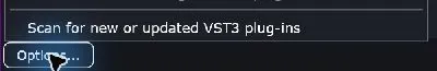 atkAudio Plugin Hostのプラグイン検索メニュー。VST3を検索する操作がある。